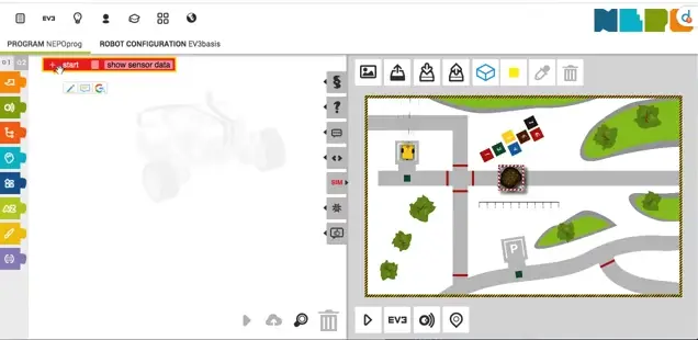 Students learning coding and programming concepts through simulation
